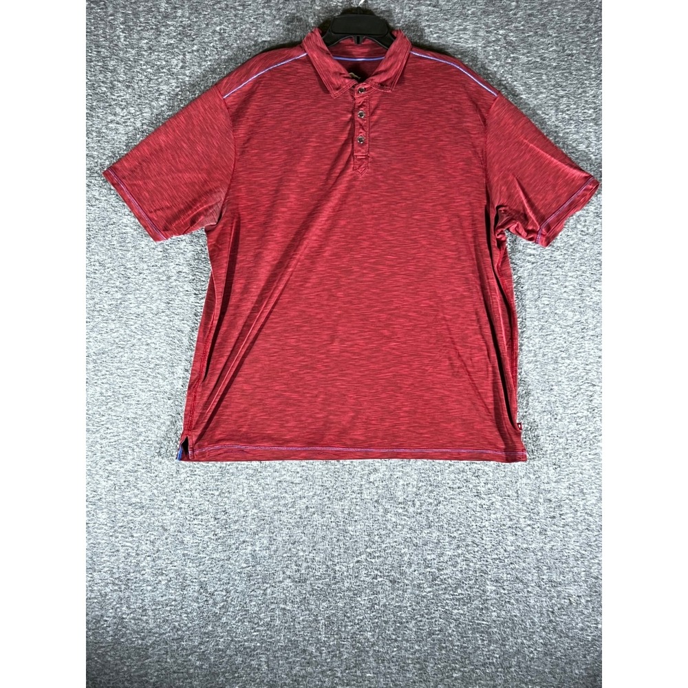 Tommy Bahama Mens XXL Burgundy Red Micro Mesh‎ Textured Short Sleeve Polo Shirt